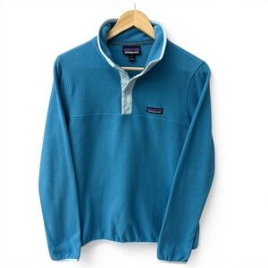 🩵 Patagonia Blue Fleece Snap T Pullover size Medium